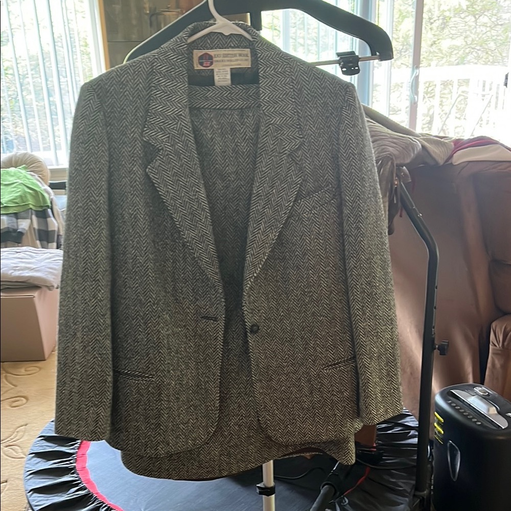 Gray Herringbone Blazer